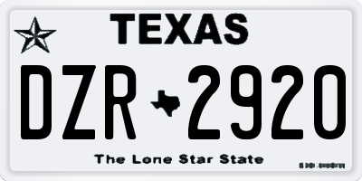TX license plate DZR2920