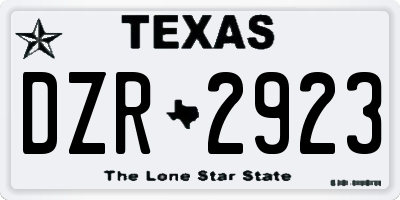 TX license plate DZR2923