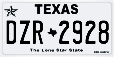 TX license plate DZR2928