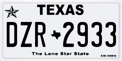 TX license plate DZR2933