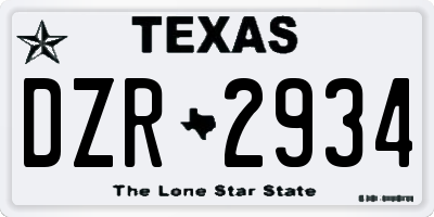 TX license plate DZR2934