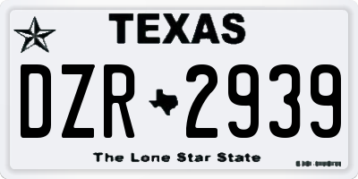 TX license plate DZR2939