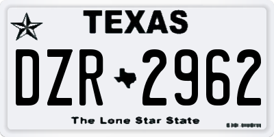 TX license plate DZR2962