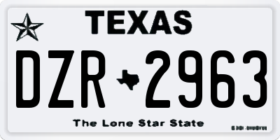 TX license plate DZR2963