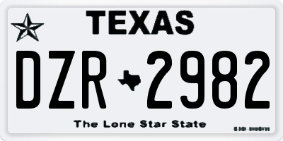 TX license plate DZR2982