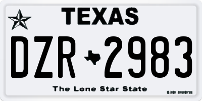TX license plate DZR2983