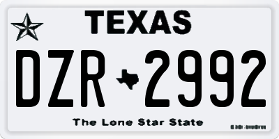 TX license plate DZR2992