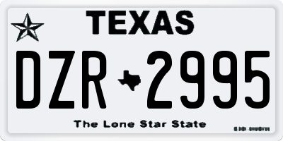 TX license plate DZR2995
