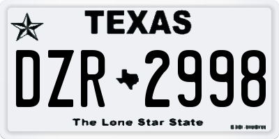TX license plate DZR2998