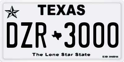 TX license plate DZR3000