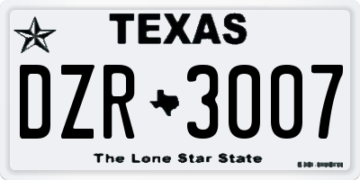 TX license plate DZR3007
