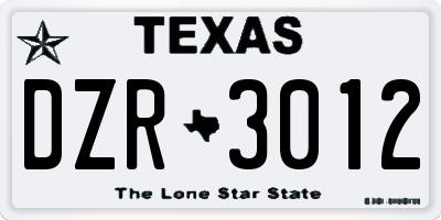 TX license plate DZR3012