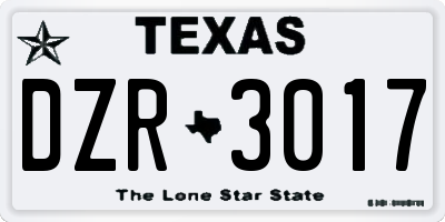 TX license plate DZR3017