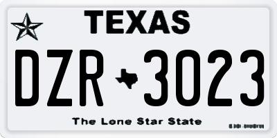 TX license plate DZR3023