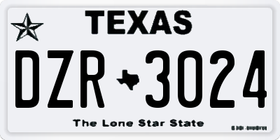 TX license plate DZR3024