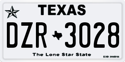 TX license plate DZR3028