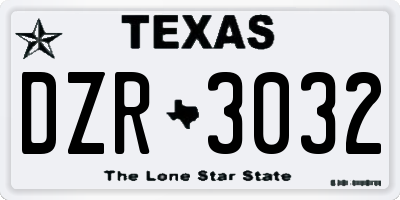 TX license plate DZR3032