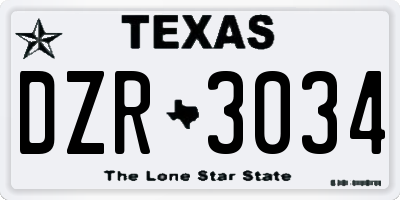 TX license plate DZR3034