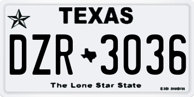 TX license plate DZR3036
