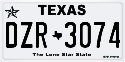 TX license plate DZR3074