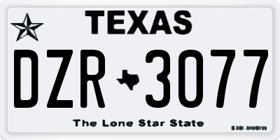 TX license plate DZR3077