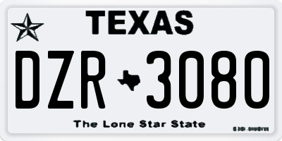 TX license plate DZR3080