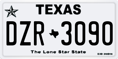 TX license plate DZR3090