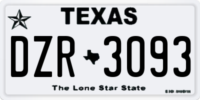 TX license plate DZR3093