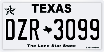 TX license plate DZR3099