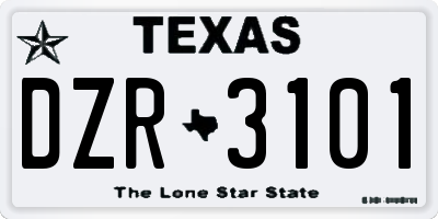 TX license plate DZR3101
