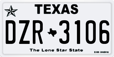 TX license plate DZR3106