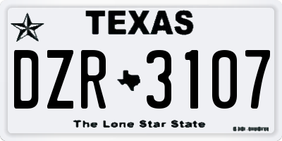 TX license plate DZR3107