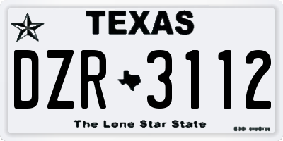 TX license plate DZR3112