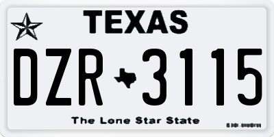 TX license plate DZR3115