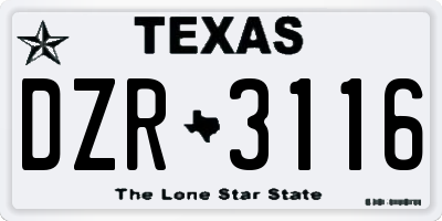 TX license plate DZR3116