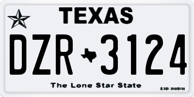 TX license plate DZR3124