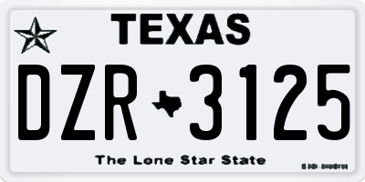 TX license plate DZR3125