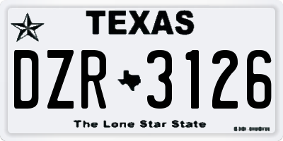 TX license plate DZR3126