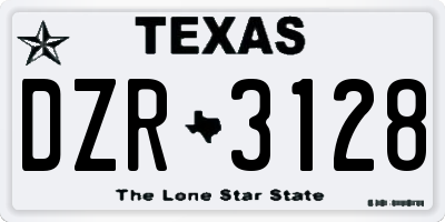 TX license plate DZR3128