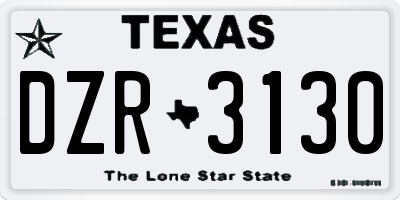 TX license plate DZR3130