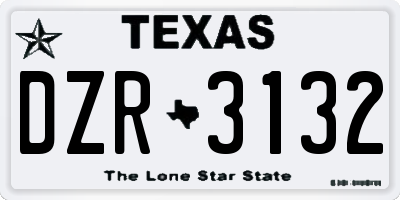 TX license plate DZR3132
