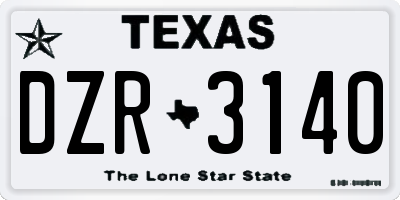 TX license plate DZR3140