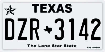 TX license plate DZR3142