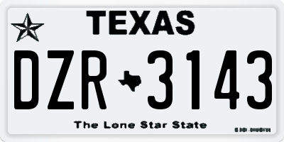TX license plate DZR3143