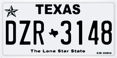 TX license plate DZR3148