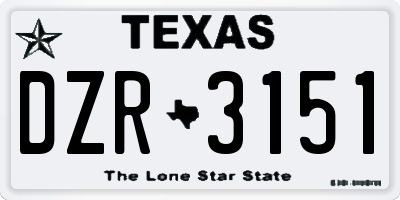 TX license plate DZR3151