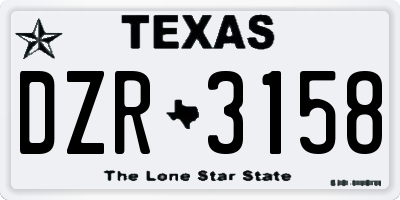 TX license plate DZR3158
