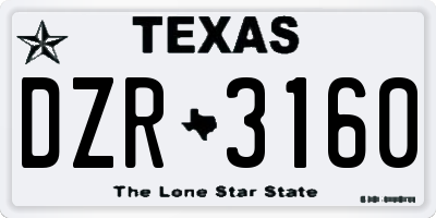 TX license plate DZR3160