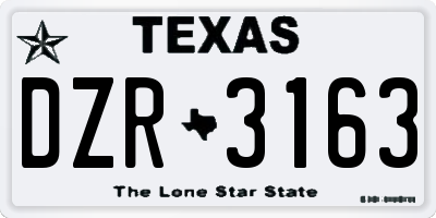 TX license plate DZR3163