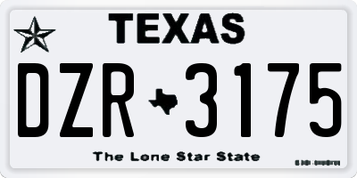 TX license plate DZR3175